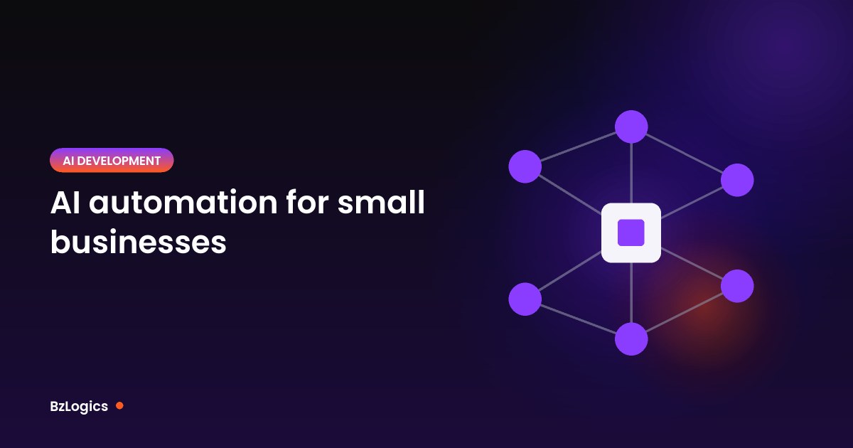 Illustration of connected nodes around a central chip representing AI automation
