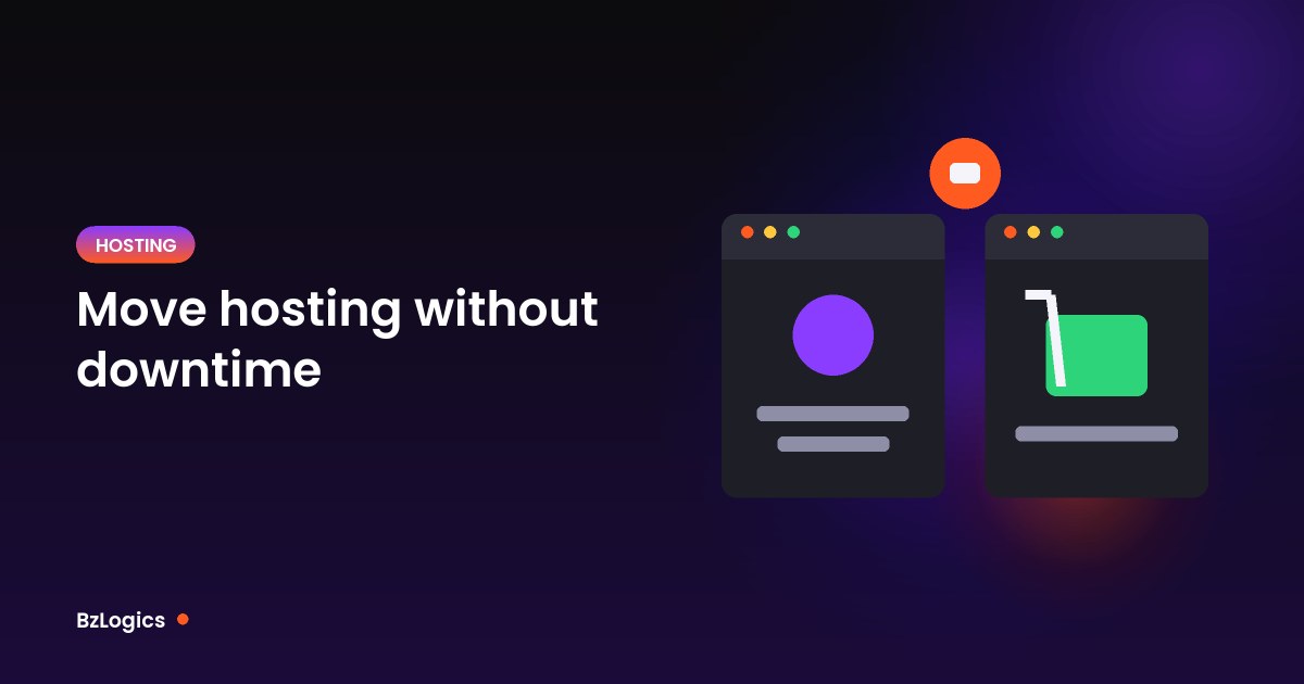 Illustration of two browser windows representing moving a website to a new host