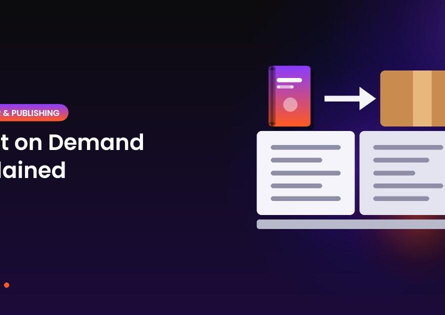 Illustration of an open book, a book cover and a shipping box for the article: Print on Demand Explained: Sell Books and Products Without Holding Stock