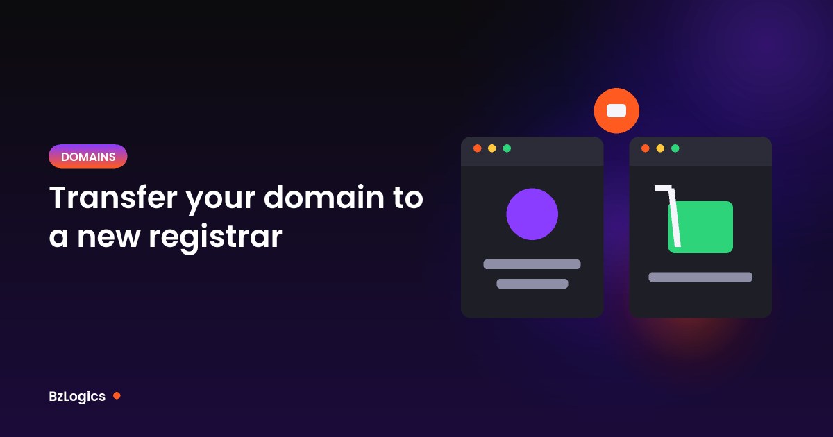 Illustration of two browser windows representing moving a domain