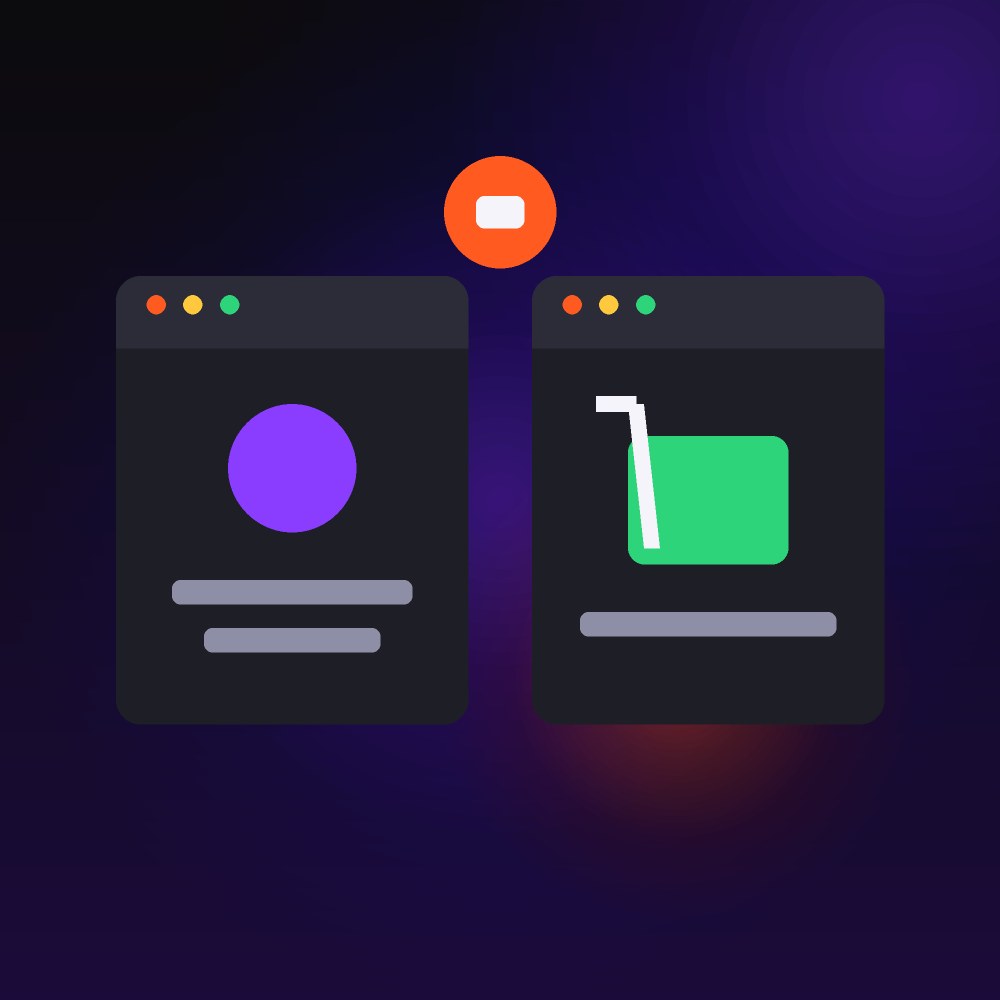 Illustration of two browser windows representing an old and a redesigned website