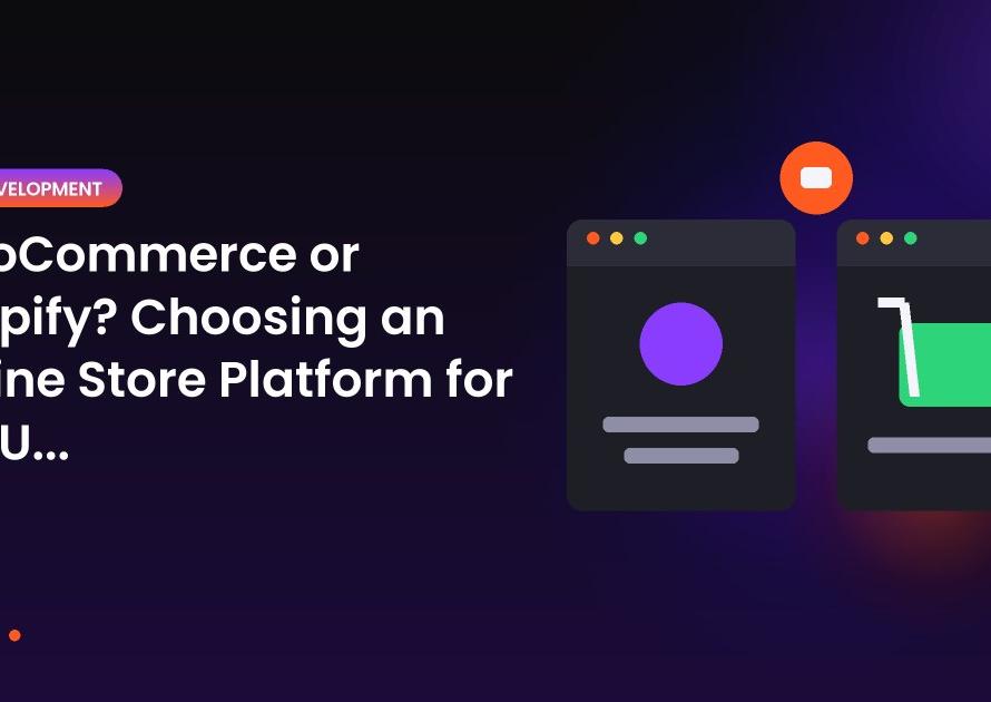 Illustration of two browser windows side by side for the article: WooCommerce or Shopify? Choosing an Online Store Platform for the US, UK and Europe