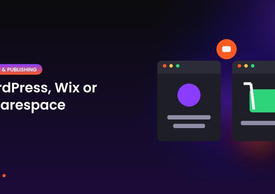 Illustration of two browser windows side by side for the article: WordPress, Wix or Squarespace: Which Is Best for an Author Website?