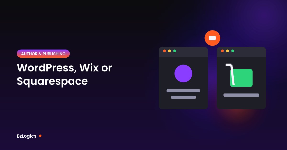 Illustration of two browser windows side by side for the article: WordPress, Wix or Squarespace: Which Is Best for an Author Website?